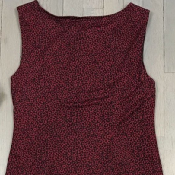 LOFT Red/Burgandy Leopard Animal Print Sleeveless Dress - Picture 3 of 10